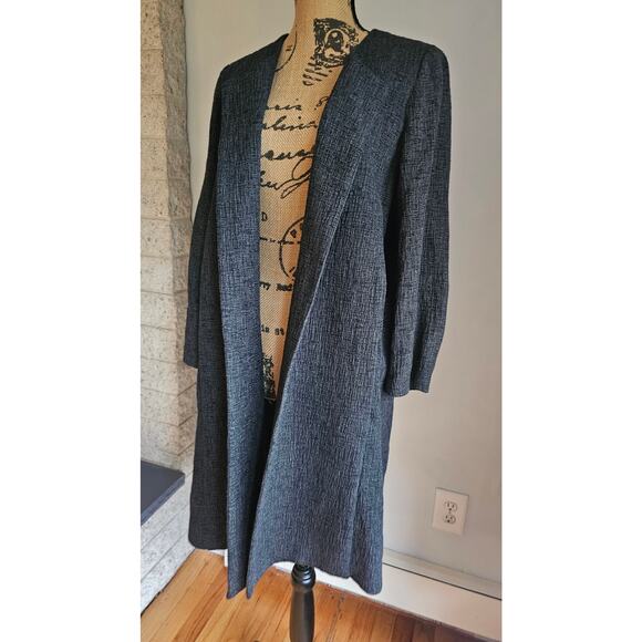 Eileen Fisher Cardigan Jacket Open Front Duster, with pockets, Charcoal, Sz M - Picture 2 of 7